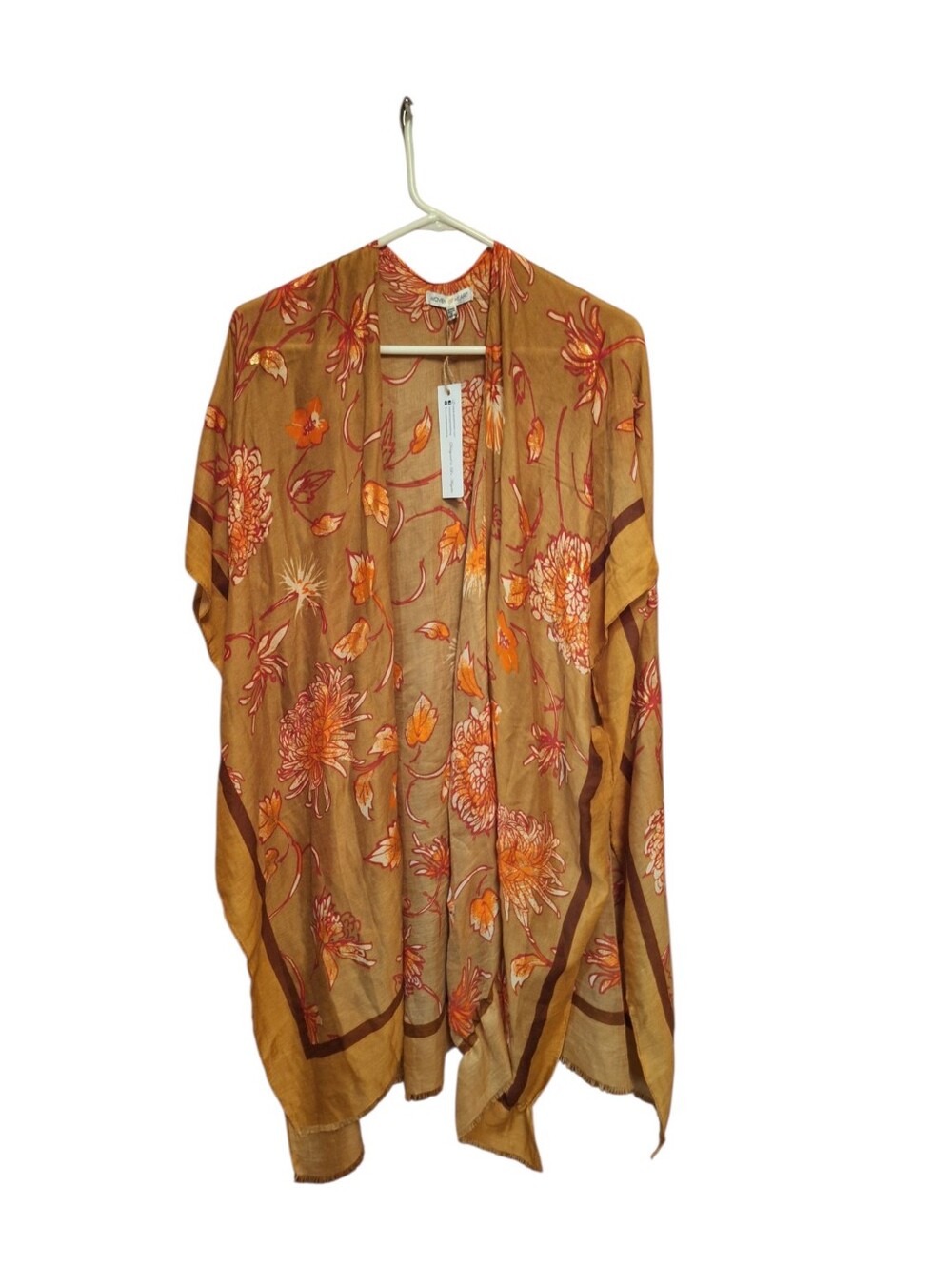 Woven HEART Floral Kimono Oversized Cover Up NWT One Size Vacation CRUISE